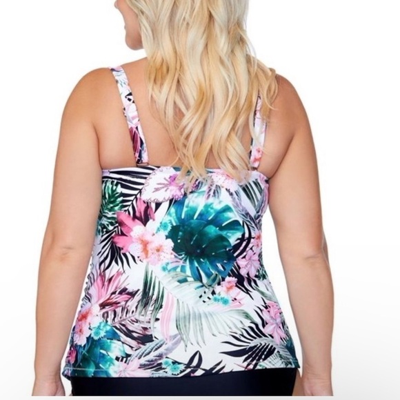 Raisins Curve WHITE MULTI Plus Size Protea Haute Bloom Tankini Swim Top NWT - Picture 8 of 16